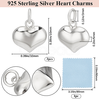 3Pcs 925 Sterling Silver Pendants STER-BBC0007-91-1
