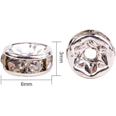Silver Plated Brass Middle East Rhinestone Spacer Beads RB-PH0001-07S-NF-1
