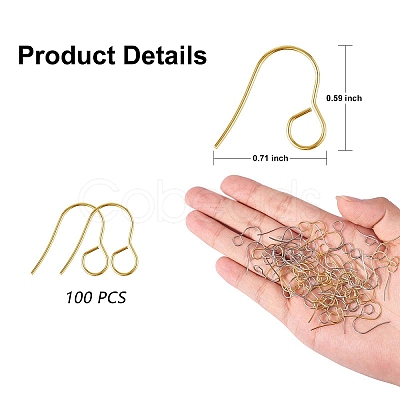 100Pcs 316 Stainless Steel Hypoallergenic French Earring Hooks JX137B-1