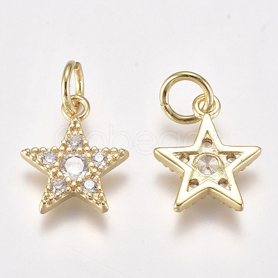Brass Micro Pave Cubic Zirconia Charms ZIRC-F111-11G-1
