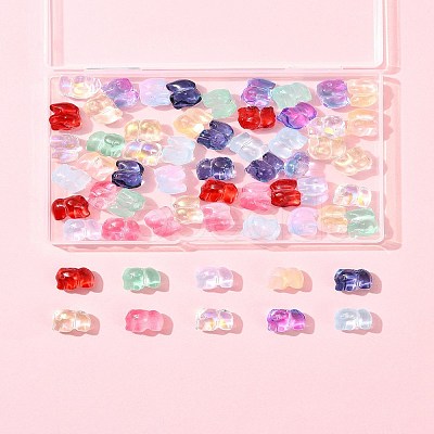 60Pcs 10 Colors Spray Painted Glass Beads GLAA-FS0002-05-1