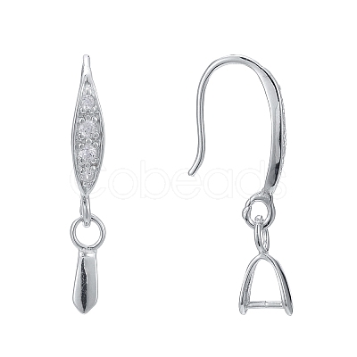 Anti-Tarnish Rhodium Plated 925 Sterling Silver Earring Hooks STER-F033-55P-1