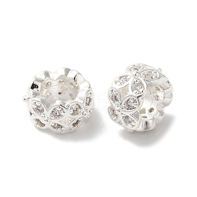 Long-Lasting Plated Brass Micro Pave Clear Cubic Zirconia Beads KK-K381-18A-S-1