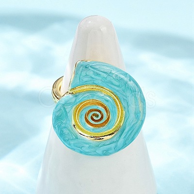 Brass Enamel Adjustable Cuff Rings for Women RJEW-G357-01F-1