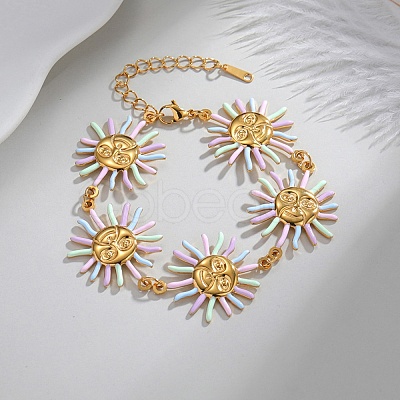 304 Stainless Steel Enamel Link Chain Bracelets for Women SA-K003-05G-1