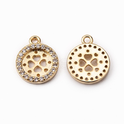 Brass Micro Pave Clear Cubic Zirconia Charms KK-WH0050-14G-1