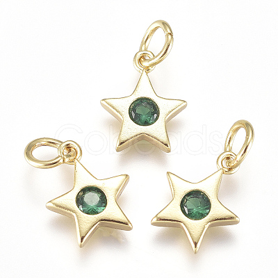 Brass Micro Pave Cubic Zirconia Charms X1-ZIRC-F111-09G-1