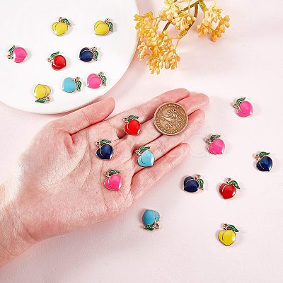 30Pcs 5 Colors Rack Plating Alloy Enamel Pendants ENAM-SZ0005-84-1