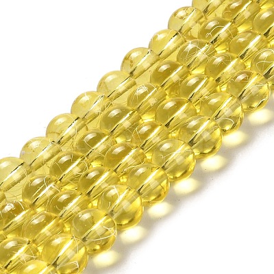 Drawbench Transparent Glass Round Beads Strands X-GLAD-Q012-8mm-06-1