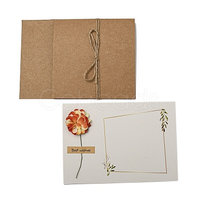 Dried Carnation Paper Thank You Greeting Cards AJEW-K043-01E-1