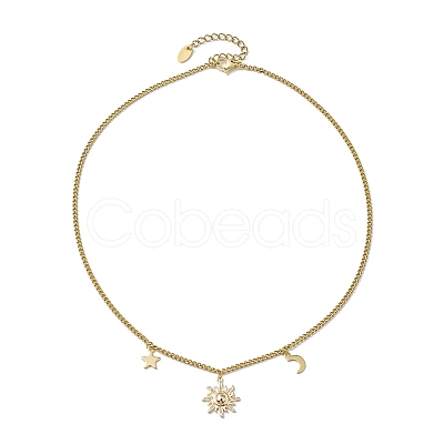 Sun & Star & Moon Brass Pendant Necklaces NJEW-JN04808-1