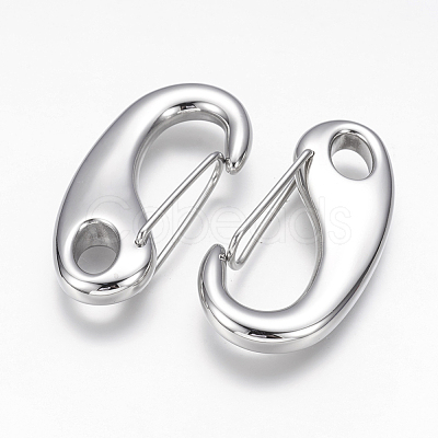 Tarnish Resistant 304 Stainless Steel Push Gate Snap Keychain Clasp Findings STAS-G143-11F-1