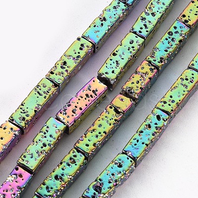 Electroplated Natural Lava Rock Beads Strands G-T114-70B-1