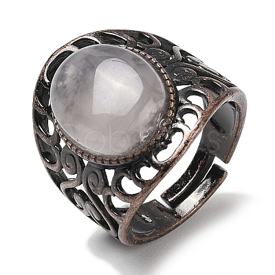 Natural Quartz Crystal Oval Adjustable Rings RJEW-K271-06R-21-1