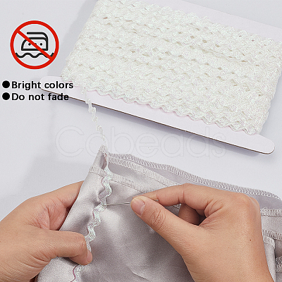 3 Rolls Polyester Glitter Wavy Fringe Trim Ribbon OCOR-GF0004-45B-1