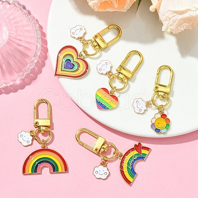 Rainbow Color Alloy Enamel Pendant Decorations HJEW-YW00001-01-1