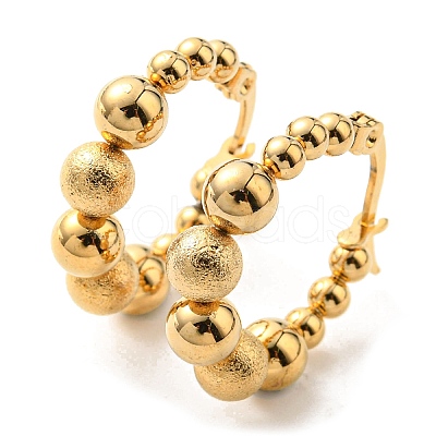 Iron Plating(IP) 304 Stainless Steel Beaded Hoop Earrings for Women EJEW-F319-03G-1