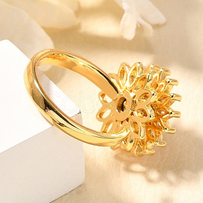 Flower Rotatable Finger Ring for Women RJEW-U035-01G-02-1