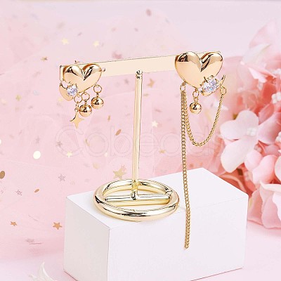 Clear Cubic Zirconia Heart with Moon & Star Asymmetrical Earrings JE968A-1