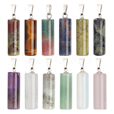 12Pcs 12 Styles Natural & Synthetic Mixed Gemstone Pendants G-CA0001-62-1