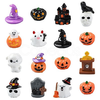 32Pcs 16 Styles Halloween Resin Display Decorations DJEW-CJ0001-04-1