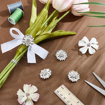 8Pcs 1-Hole Alloy Rhinestone Shank Buttons BUTT-NB0001-96S-1