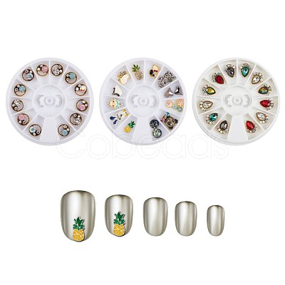 Alloy & Glass Rhinestone & Resin Cabochons MRMJ-S035-070-1