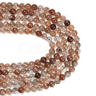 Natural Black Gold Rutilated Quartz Beads Strands G-L657-B02-8mm-1