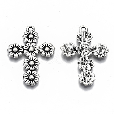 Tibetan Style Alloy Pendants X-TIBEP-N009-015AS-RS-1