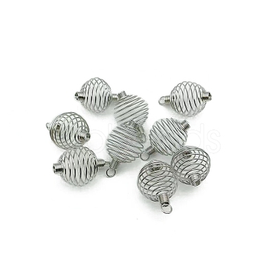 Carbon Steel Spiral Bead Cage Pendants PW-WG10335-02-1