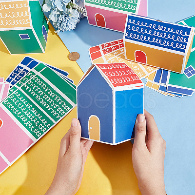 Nbeads 32Pcs 4 Styles House Shaped Cardboard Paper Foldable Gift Boxes CON-NB0002-23-1