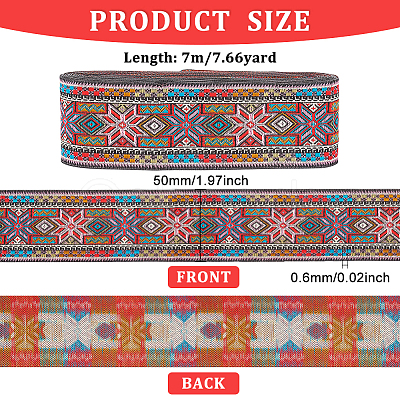 Ethnic Style Embroidery Polyester Ribbons OCOR-WH0079-40B-1