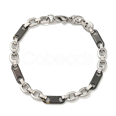 Two Tone 201 Stainless Steel Oval Link Chain Bracelet BJEW-B078-33BP-1