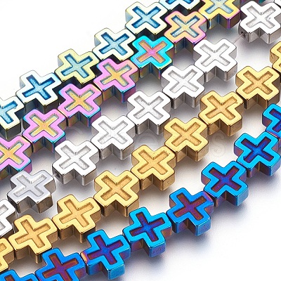 Electroplated Non-magnetic Synthetic Hematite Beads Strands G-P392-F-1