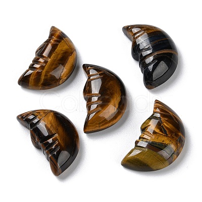 Natural Tiger Eye Carved Healing Moon with Human Face Figurines G-B062-06A-1