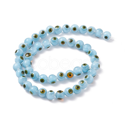 Handmade Evil Eye Lampwork Round Bead Strands LAMP-L055-8mm-22-1