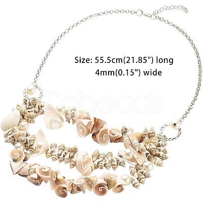 Shell Bib Statement Necklaces Set NJEW-PH0001-07-1