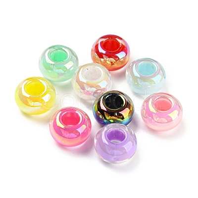 UV Plating Rainbow Iridescent Acrylic European Beads MACR-P040-10-1