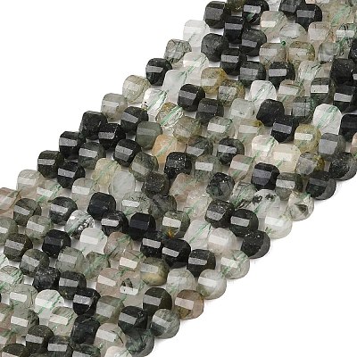 Natural Green Rutilated Quartz Beads Strands G-P611-C23-01-1