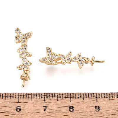 Brass Micro Pave Cubic Zirconia Cup Pearl Peg Bails Pin Pendants KK-T079-27G-1