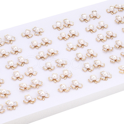 Clover Natural Pearl Stud Earrings with Enamel PEAR-N020-05O-1