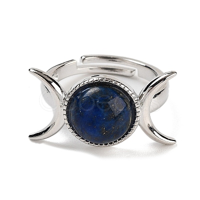 Dyed Natural Lapis Lazuli Adjustable Rings RJEW-K271-01P-11-1