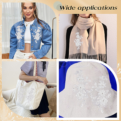 2Pcs 2 Styles 3D Flower Polyester Embroidery Sew on Appliques DIY-CY0001-03A-1