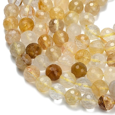 Grade A Natural Yellow Hematoid Quartz Beads Strands G-L642-F04-8mm-1