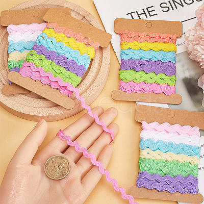 4 Cards 2 Styles Polyester Wavy Fringe Trim Ribbon DIY-GF0009-48C-1