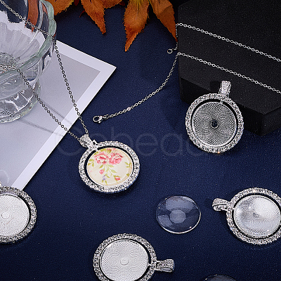 DIY Blank Dome Alloy Rhinestone Pendant Necklace Making Kits DIY-SP0002-73B-1