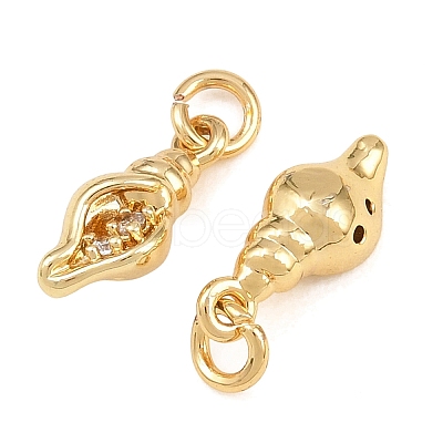 Brass Micro Pave Clear Cubic Zirconia Charms KK-Q085-02G-G-1