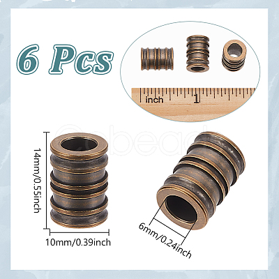 6Pcs Antique Style Groove Column Shape Brass Beads FIND-NB0005-34C-1