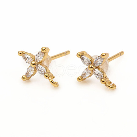 Brass Stud Earring Findings X-ZIRC-L096-14G-1