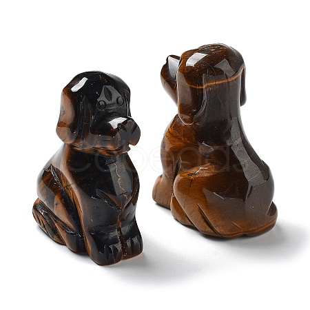 Natural Tiger Eye Carved Healing Dog Figurines DJEW-F025-01A-1